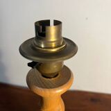 English turned wood twist lamp base from the 60s
