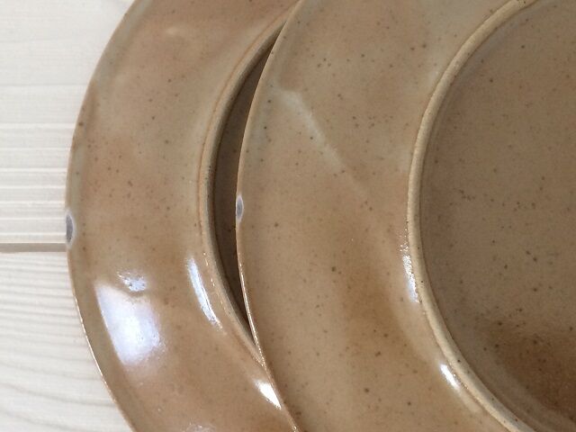 Lot of 6 plates dessert sandstone from Brenne France vintage 70s