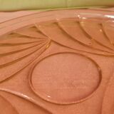 Art Deco pink glass tray and 7 glasses Made in France