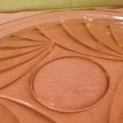 Art Deco pink glass tray and 7 glasses Made in France