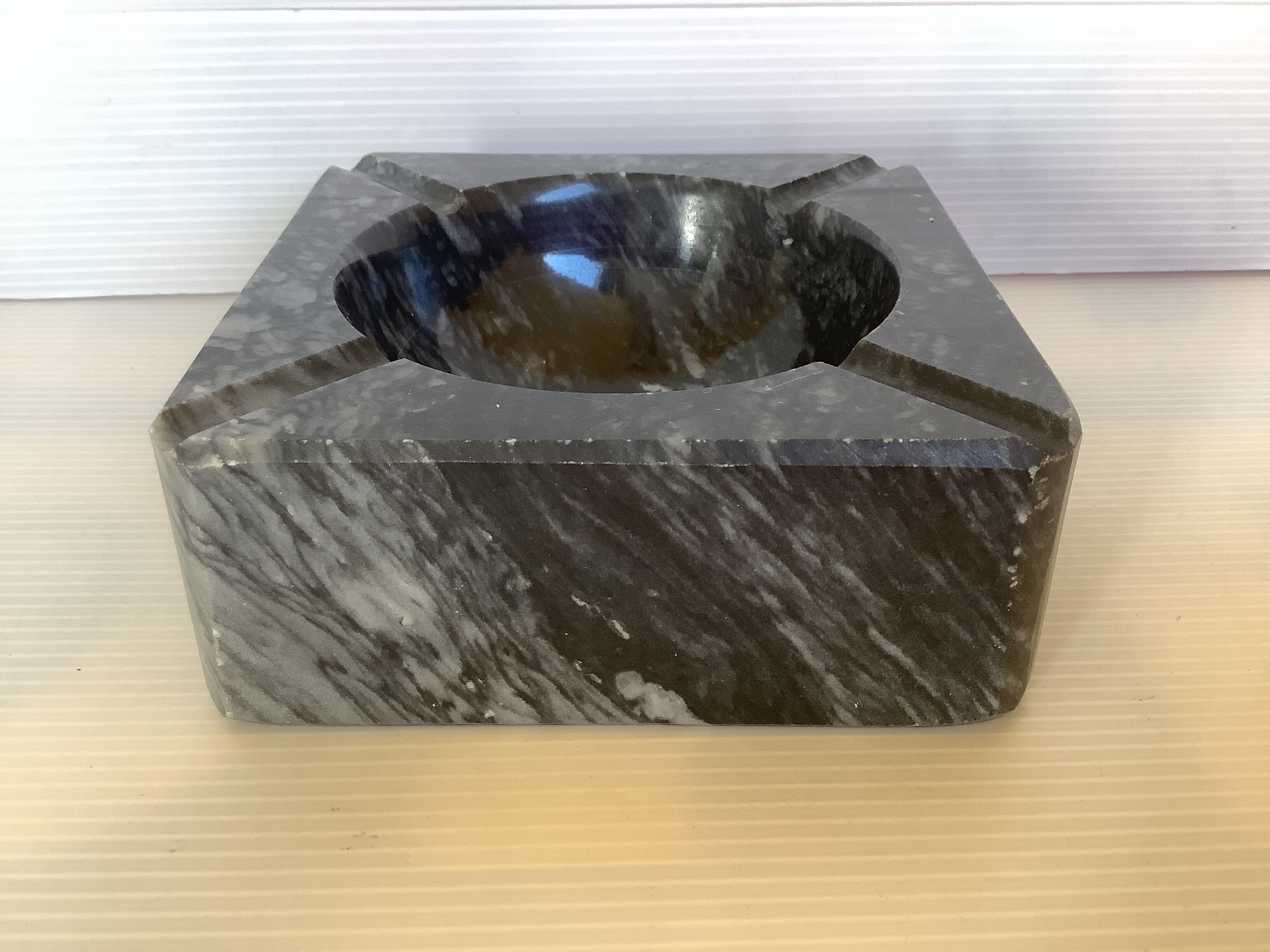 Empty ashtray square pocket marble gray black