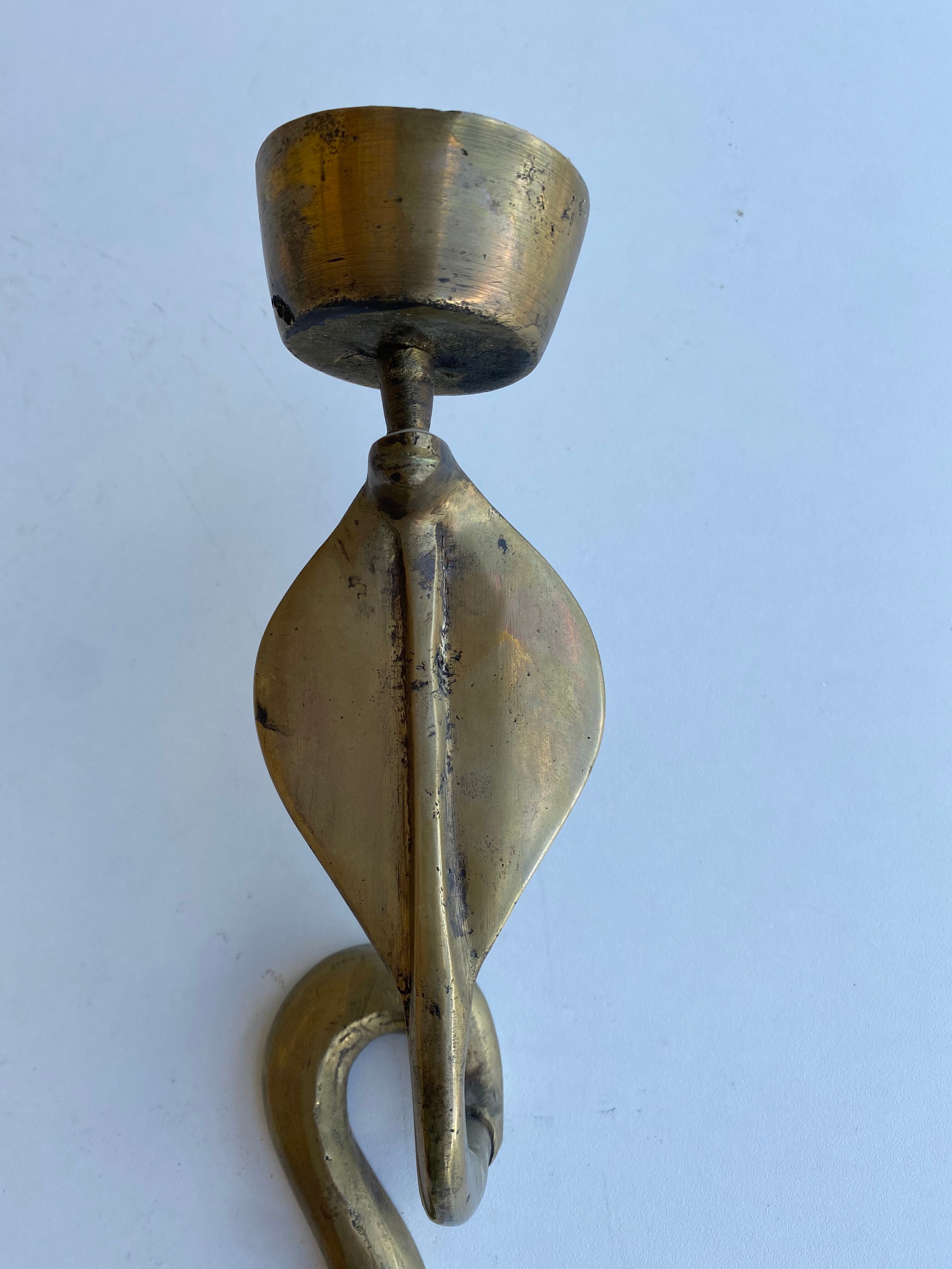 1970 Snake Bronze Candlestick