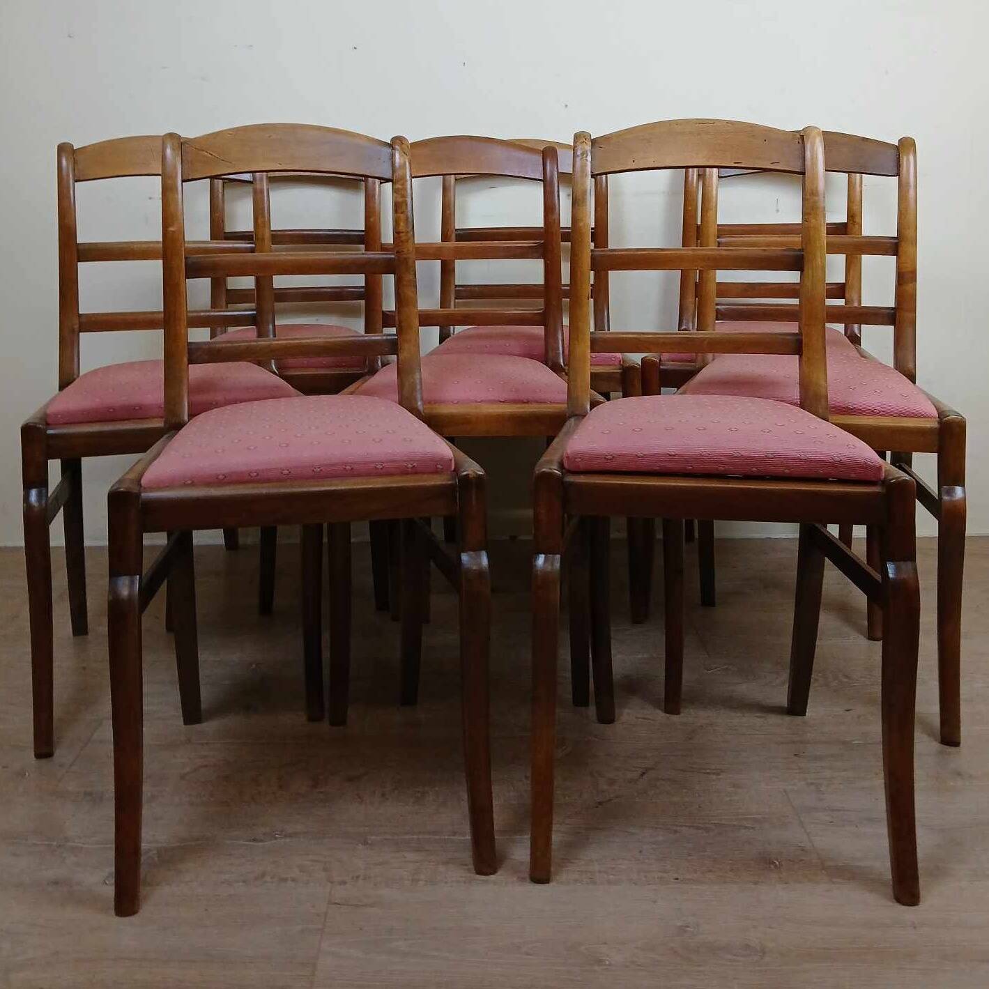 superb series of 8 Empire/Restoration style chairs in solid cherry wood