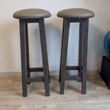 Set of 6 wooden bar stools — bistro style & distressed wood