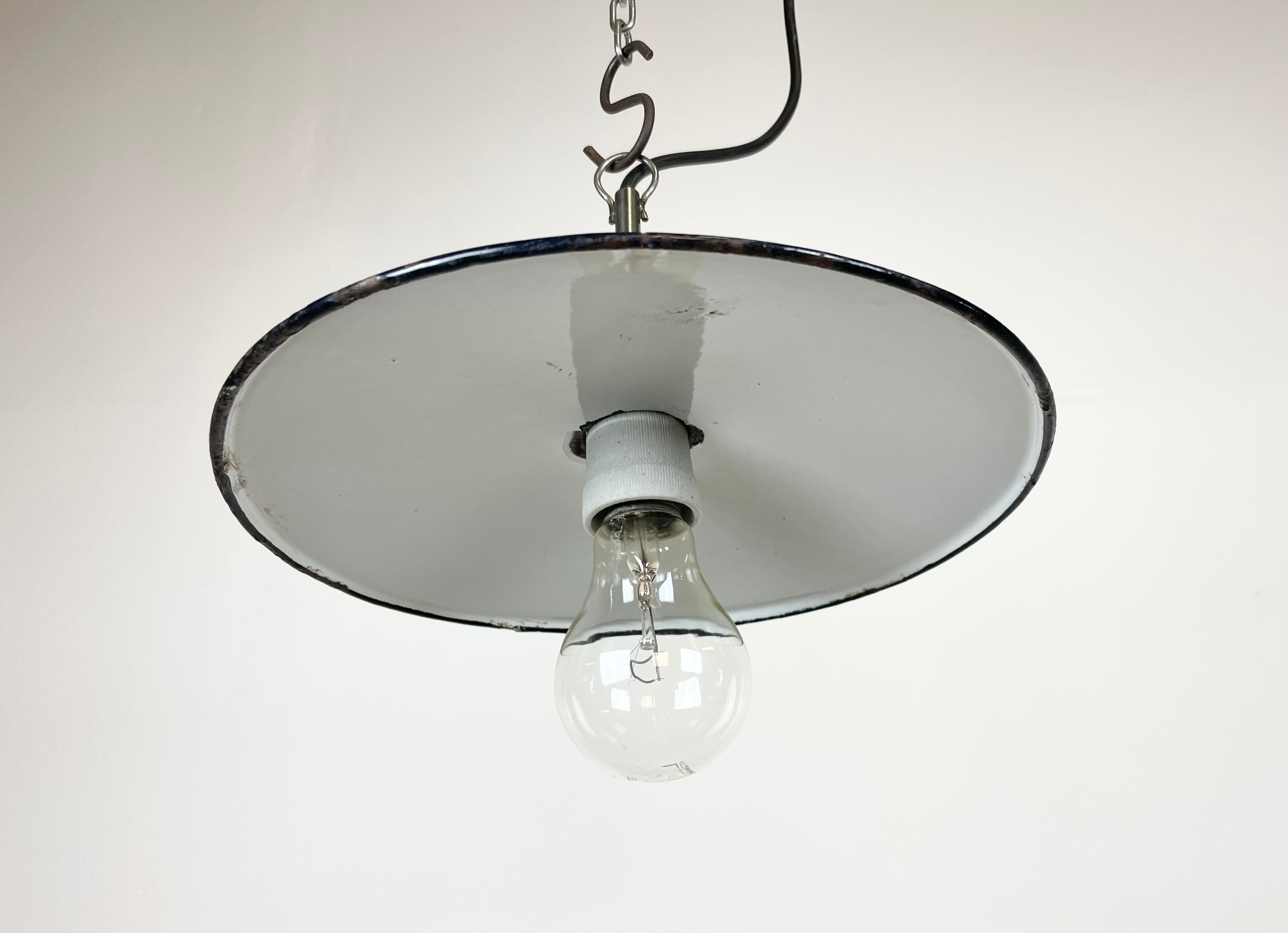 Industrial petrol enamel pendant light, 1970s