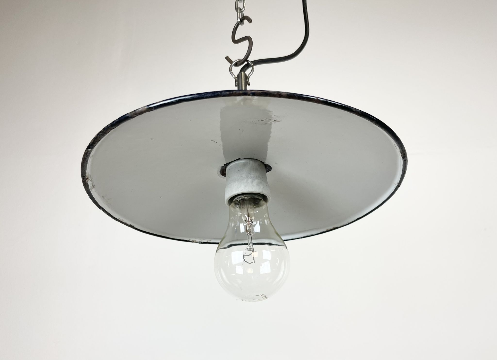 Industrial petrol enamel pendant light, 1970s