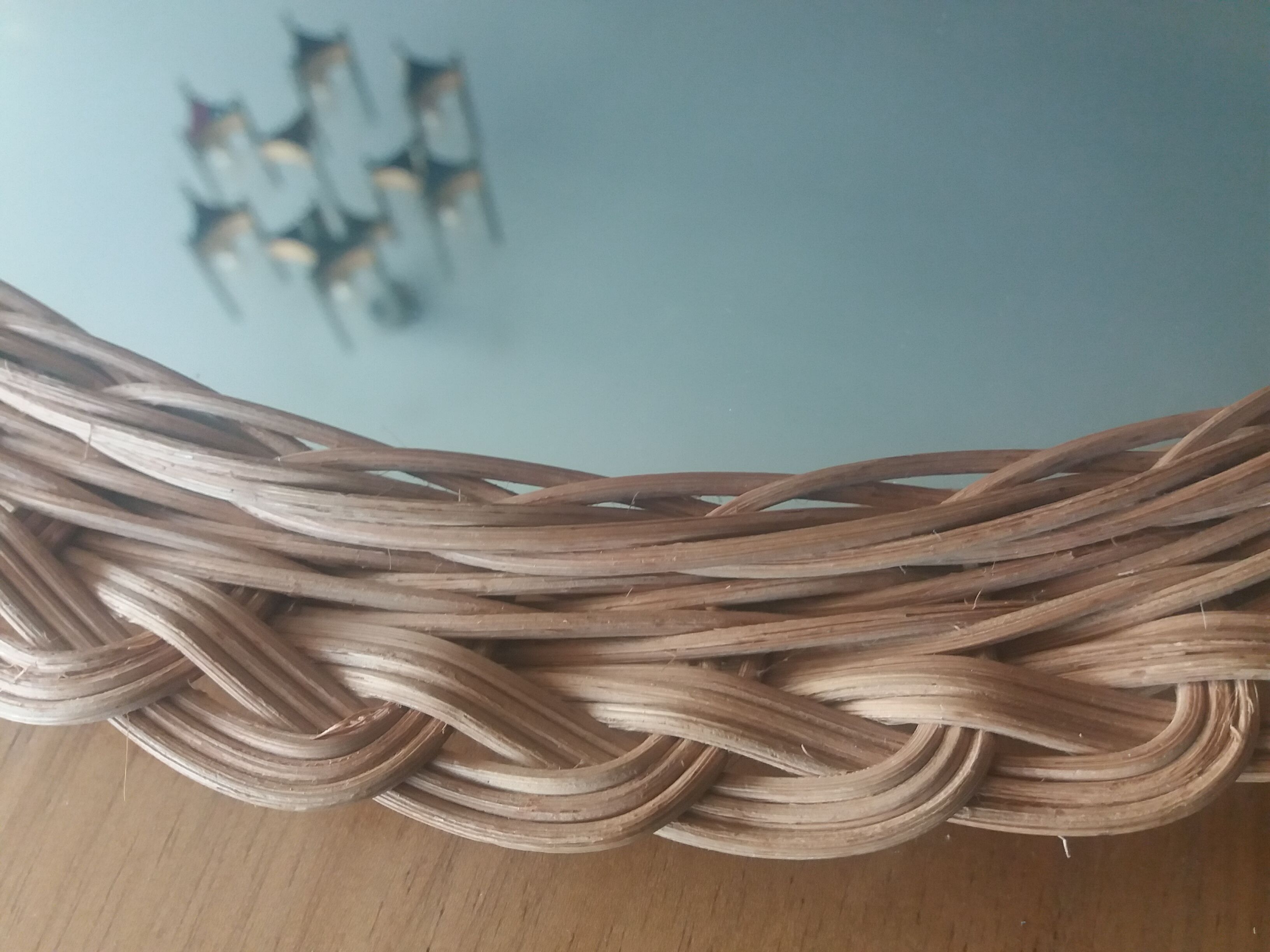 Round wicker mirror, 1960, 42cm