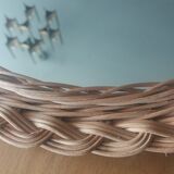 1960's Wicker round mirror, 42cm
