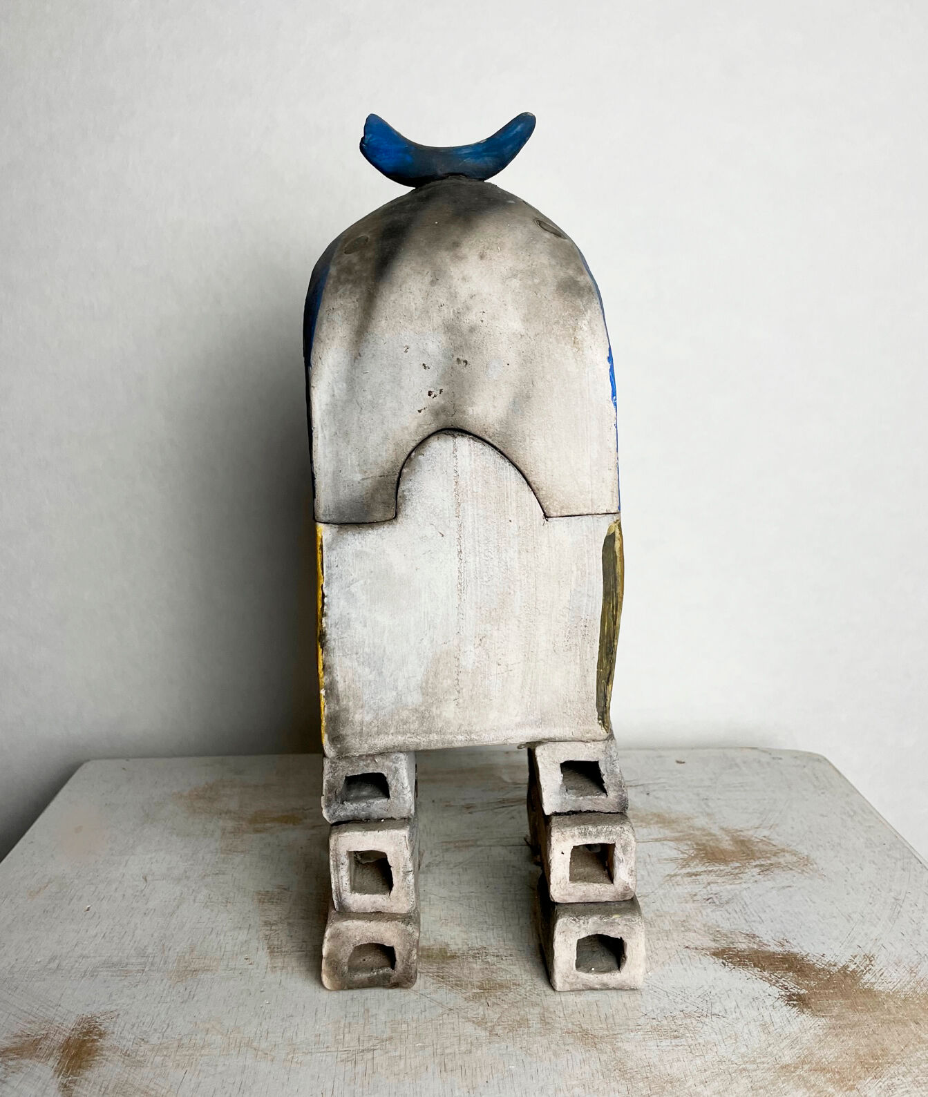 Surrealist box in painted terracotta