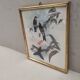 Lithography illustration bird Ramphomicron Stanleyi vintage engraving gilded frame