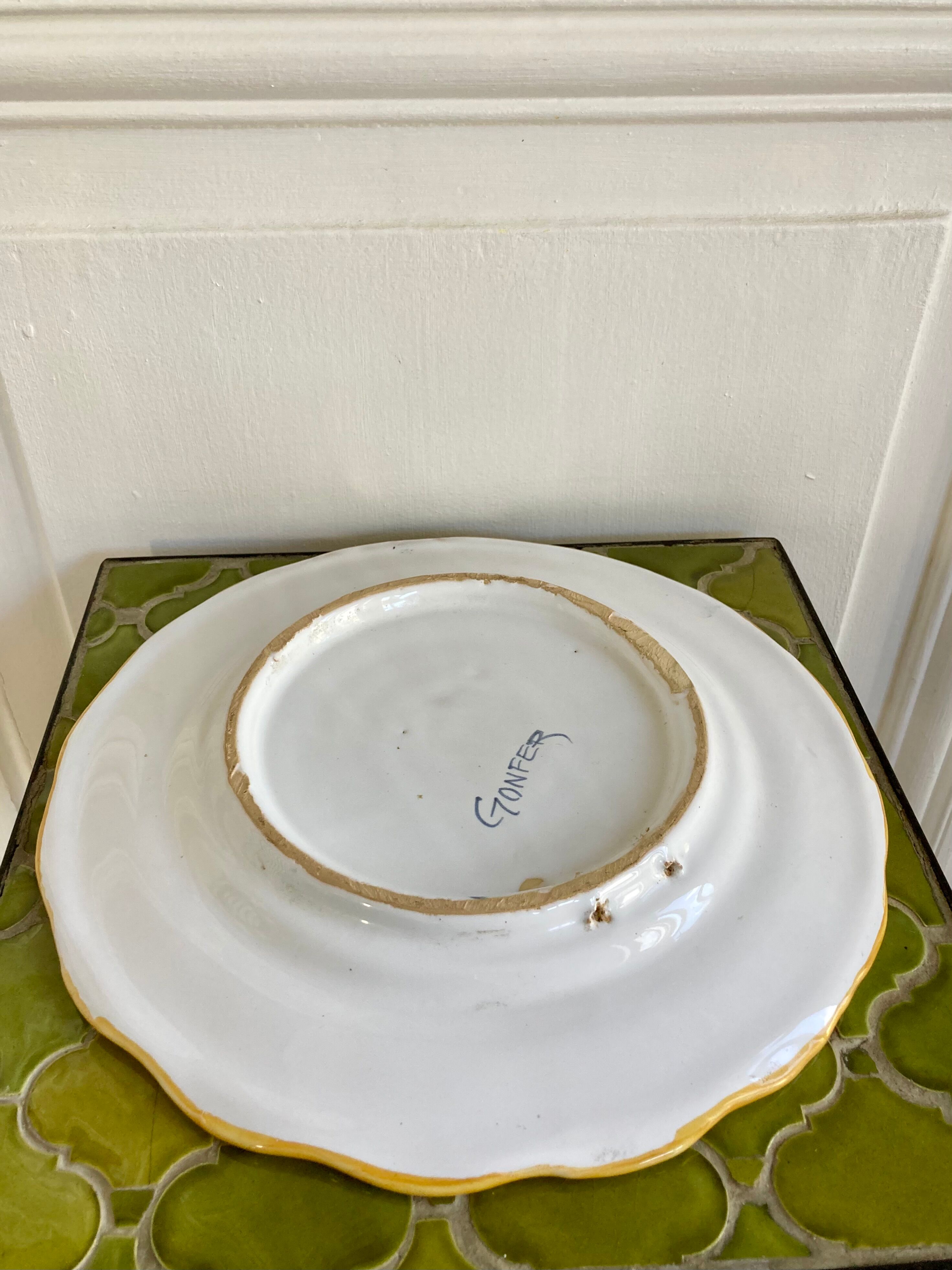 Hand-painted ceramic cake plate