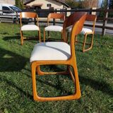Set of 4 Baumann sled chairs with restored seats