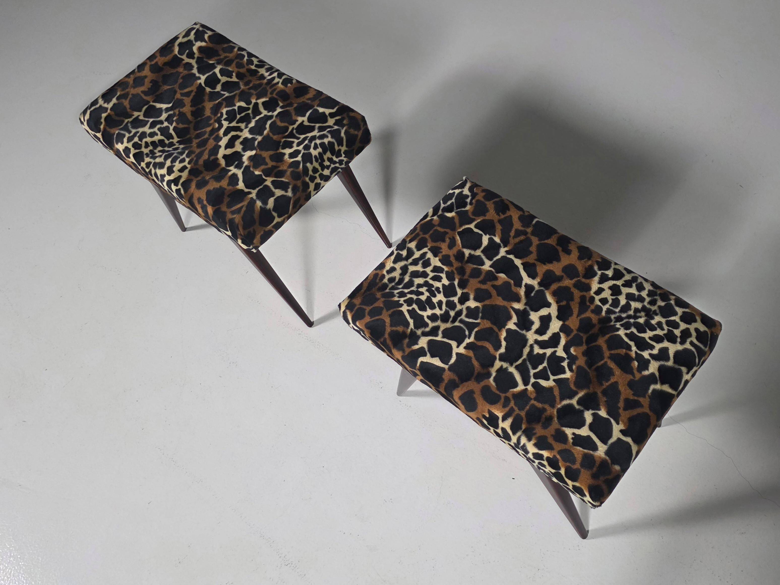 Pair of Italian benches and stools from the mid-century, 1950s.