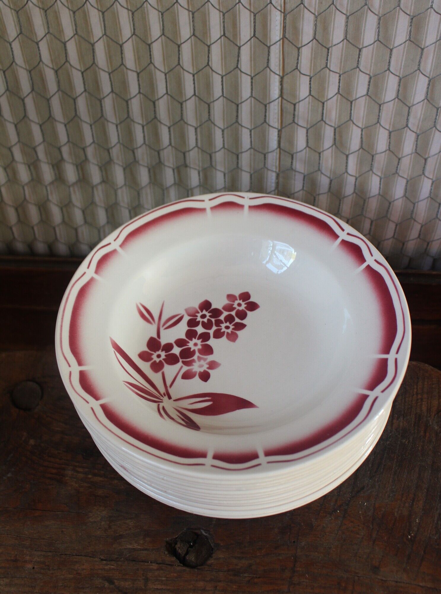 Lot 12 hollow plates Badonviller porcelain
