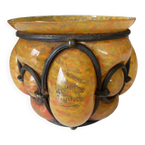Glass paste and wrought iron vase called Lorrian by Delatte Nancy 1930 art deco