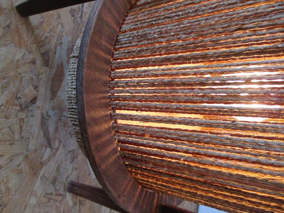 Teak and string lamp