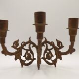 Stunning Pair of Large Antique 3-Arm Gilt Bronze Piano Sconce Candle Holders 4916