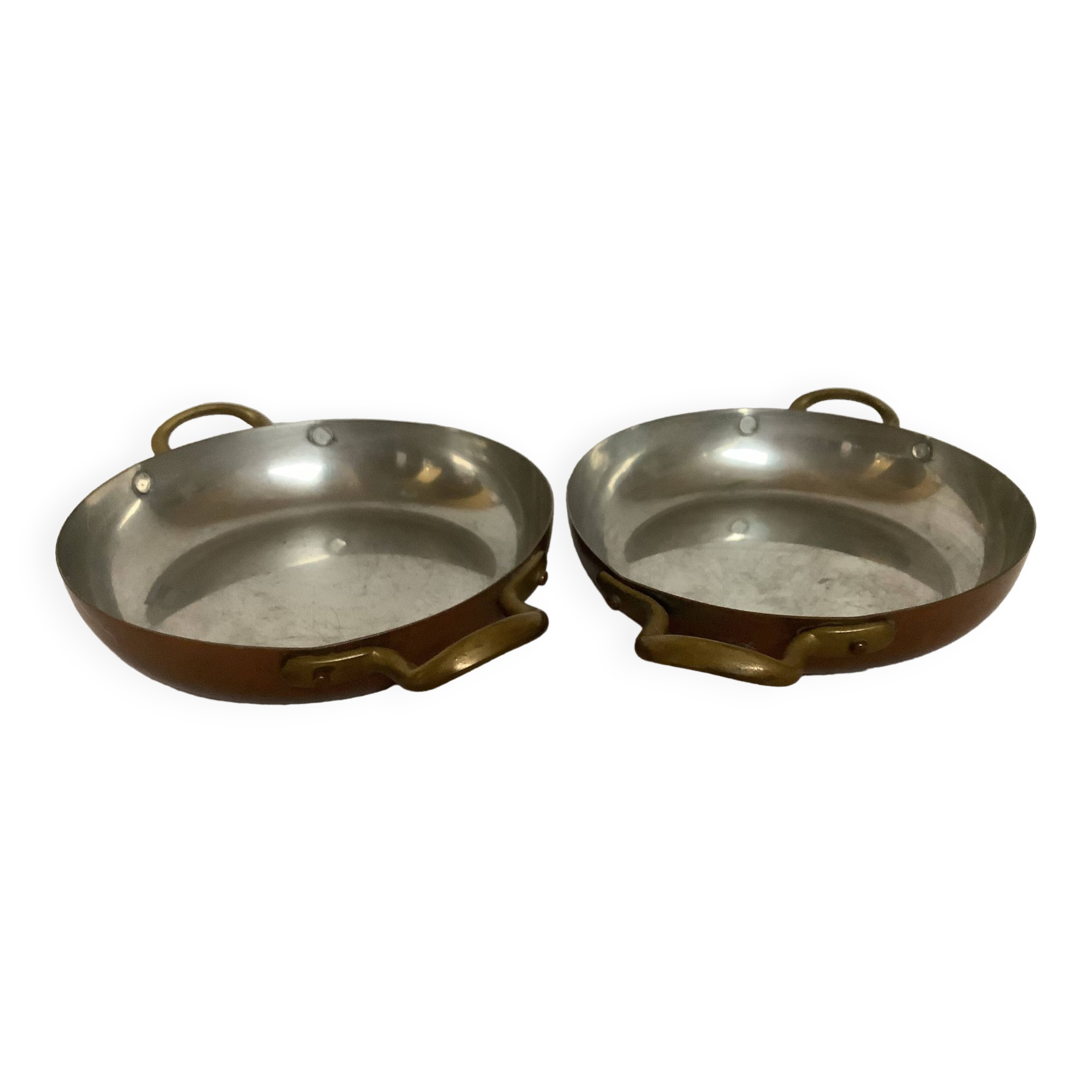 Pair of copper frying pans