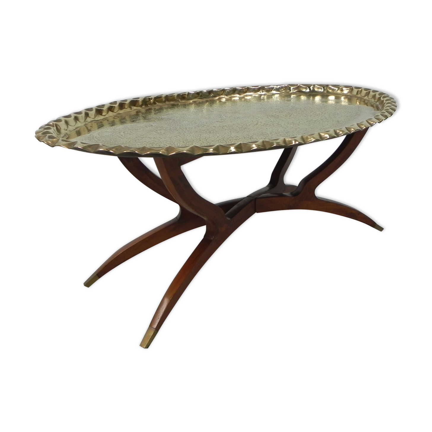 Moroccan brass tray table, ca 1950