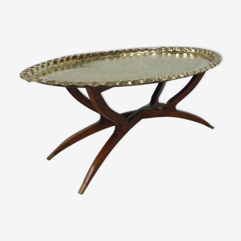 Moroccan brass tray table, ca 1950