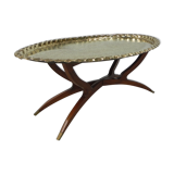 Moroccan brass tray table, ca 1950