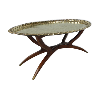 Moroccan brass tray table, ca 1950