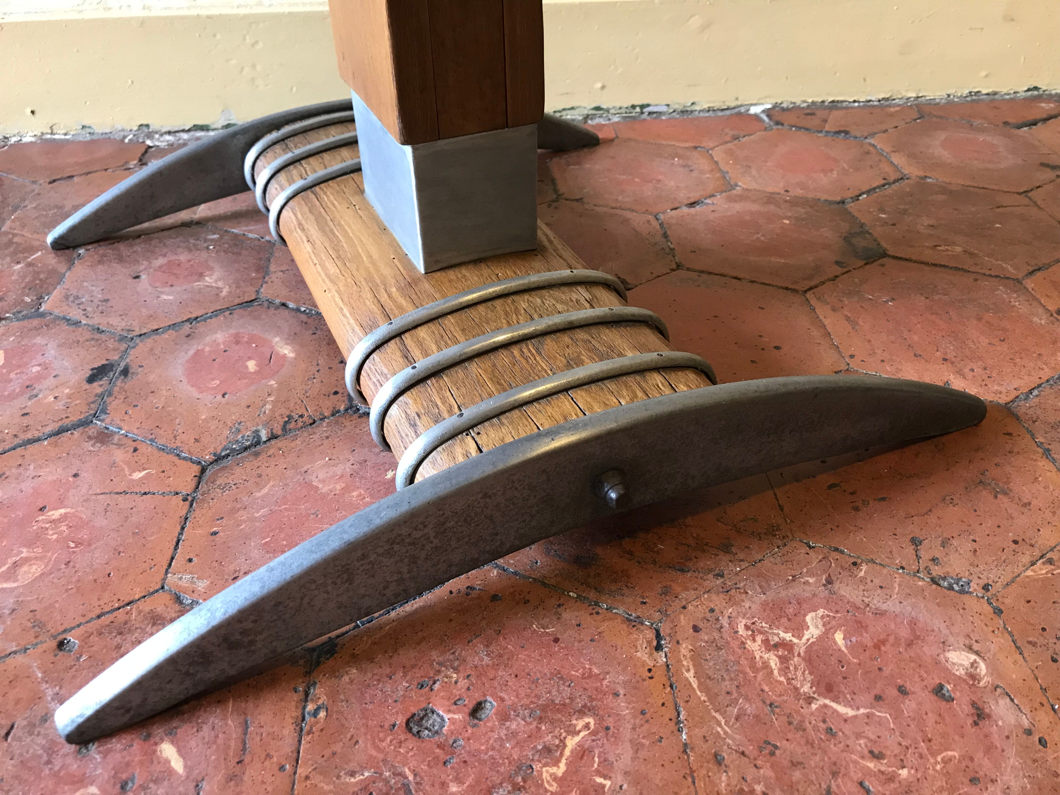 Old vintage wooden metal bistro table 40/50