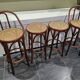 Set of 4 vintage cane bistro stools