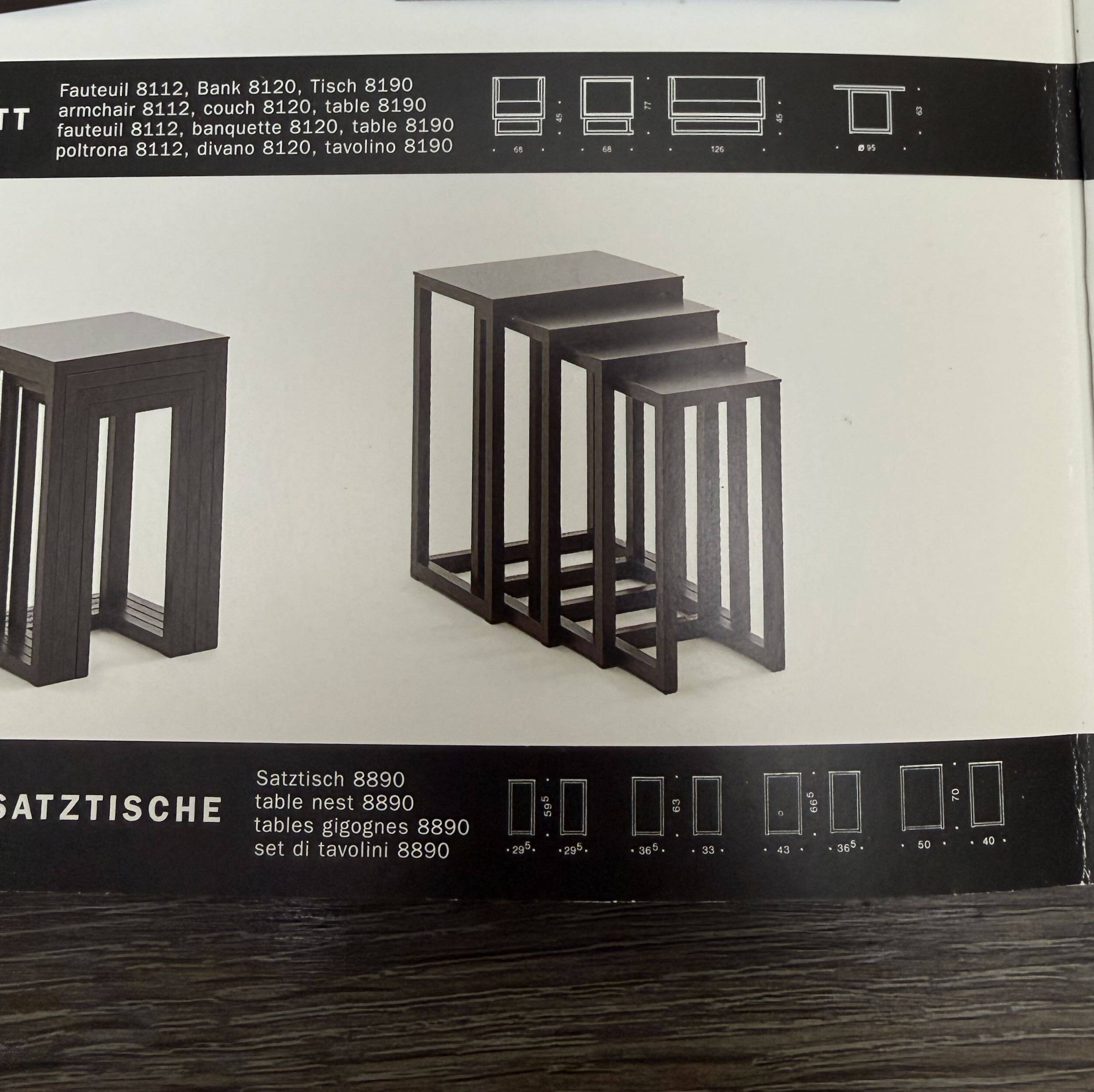 Nesting tables by Josef Hoffmann for Wittmann, 1980s – Ash wood