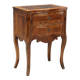 Antique baroque bedside table in walnut, olive wood, Italy, 18th century.