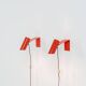 Pair of red metal wall lights