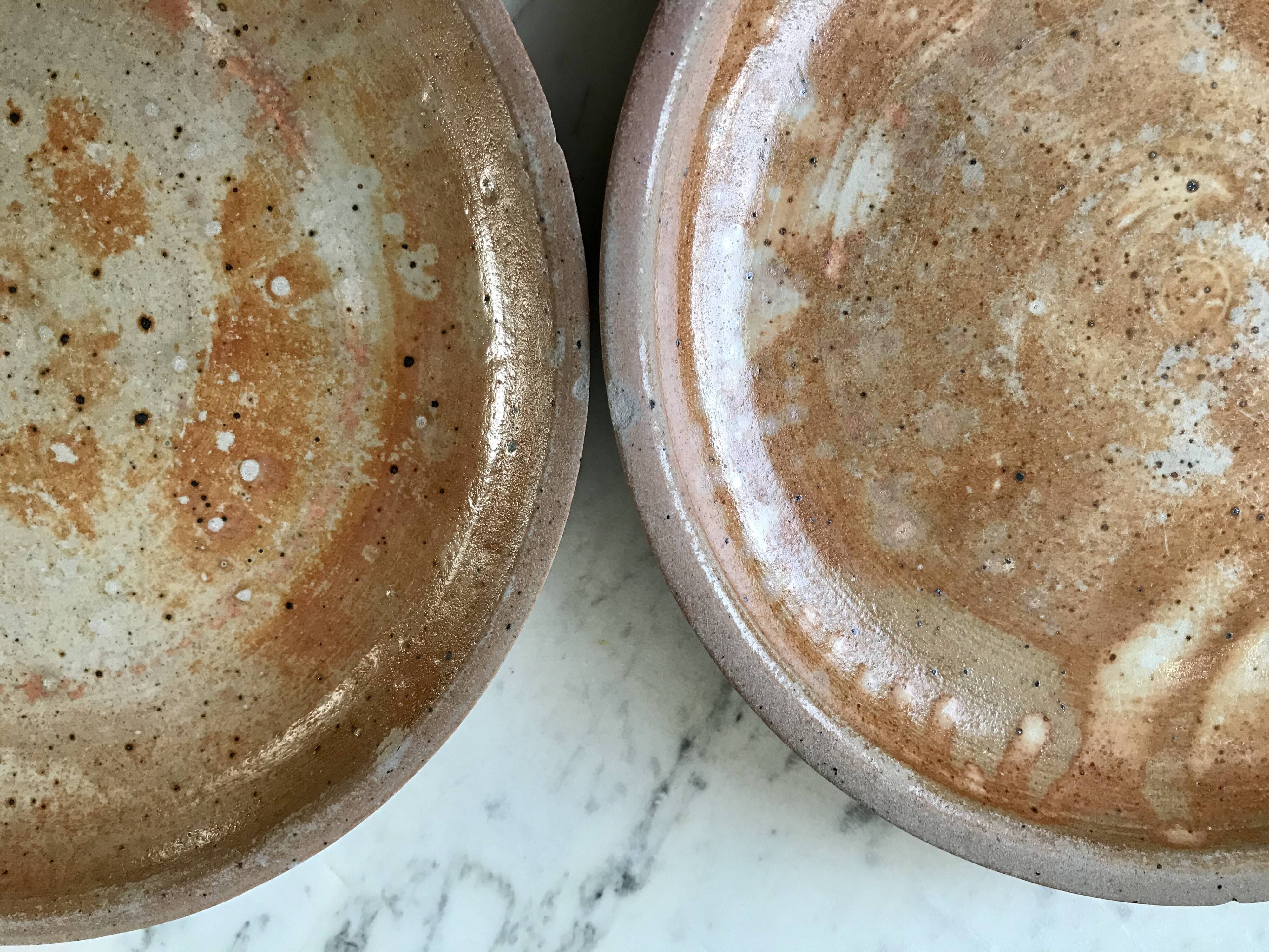 Set of 6 dessert plates in artisanal sandstone 60s-70s
