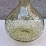 Vintage carafe signed Biot, blown glass, bubbled.