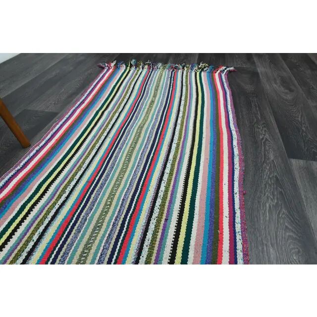 Vintage Turkish Oushak Handmade Wool Cotton Pink Runner Rug 80x433