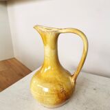 Handmade Ceramic Pitcher: 1970s LKC Pottery, Yellow Brown Glaze