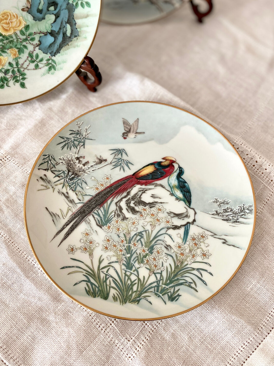 Lot 4 decorative plates porcelain Franklin mint FP Japan 1981