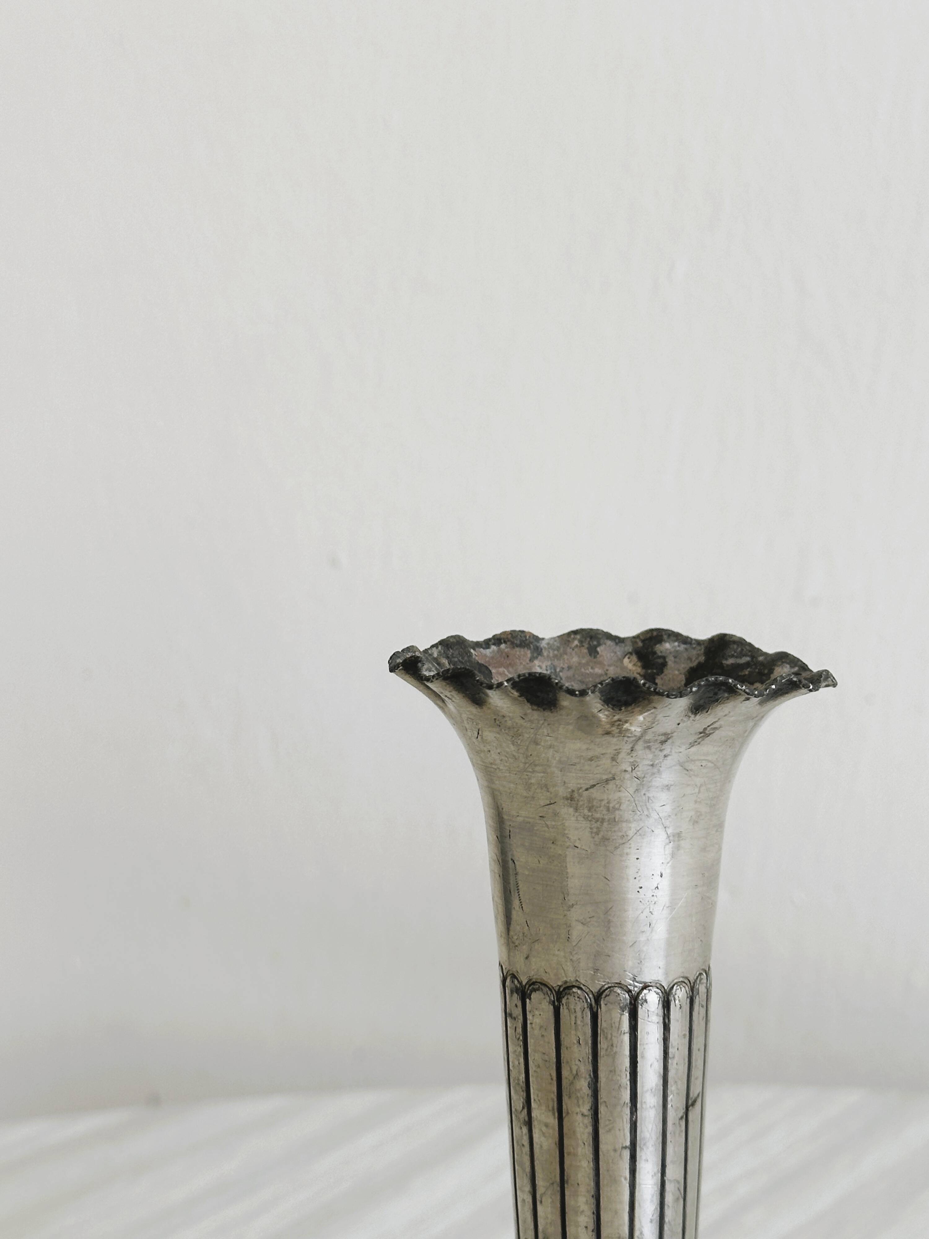 Small vintage soliflore in patinated light metal