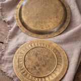 Set of 2 embossed brass trays