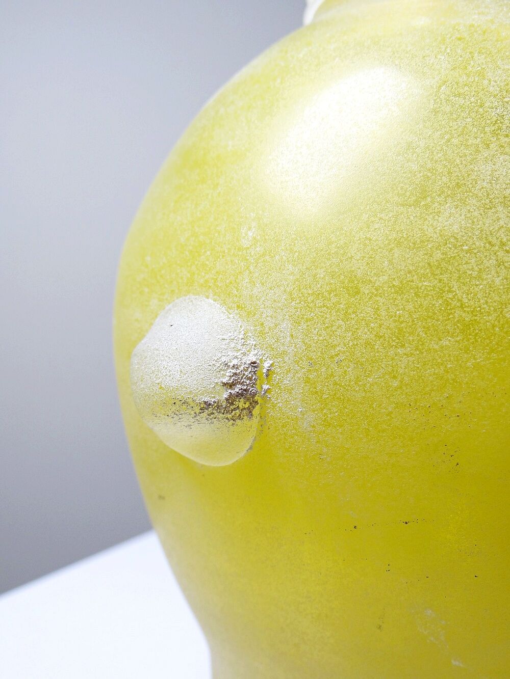 Murano baluster vase, yellow, frosted glass in Seguso style, vintage 1960.