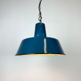 Industrial Blue Enamel Factory Pendant Lamp, 1960s