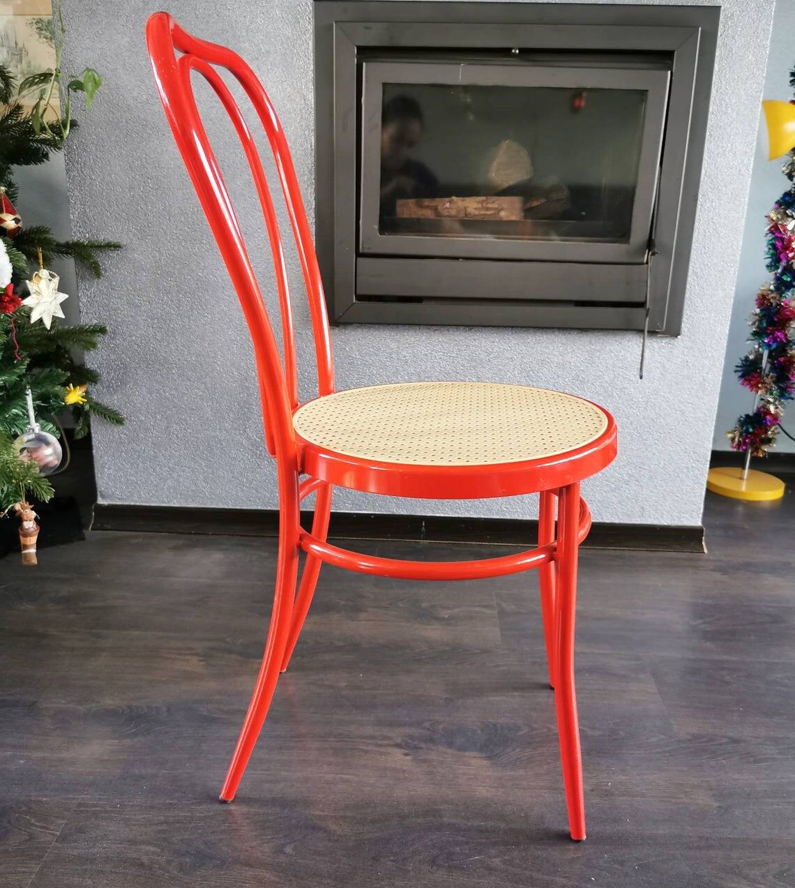 Red metal chair 90s