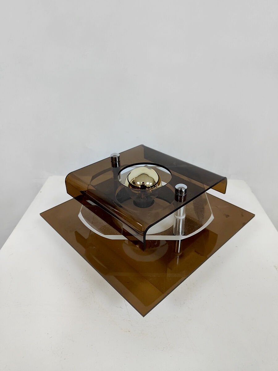 Set of 2 vintage wall lights in acrylic plexiglas Herda space era