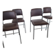 Lot de 4 chaises fauteuil en skaï marron année 1970