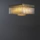 Bohemian flush-mount light in textured glass & brass, 1960s
