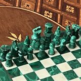 Handmade malachite chess set.