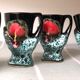Old coquetiers signed Vallauris Turquoise and Red