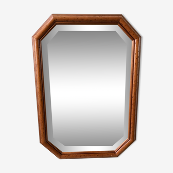 miroir biseauté en bois années 50-60