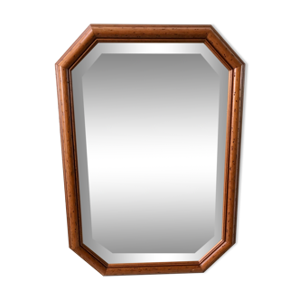 miroir biseauté en bois années 50-60