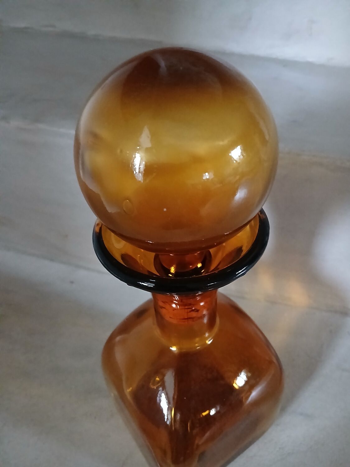 Vintage amber glass carafe