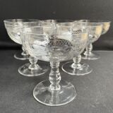 8 coupes à champagne en cristal guilloché - art nouveau